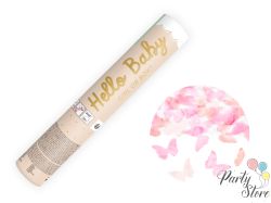 Оръдие с конфети, розови пеперуди, 20 см