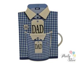 Чаша „DAD“ с кариран син дизайн – подарък за баща | PartyStore.bg