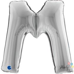 Фолиев балон буква „M“ 40 инча / 101 см – сребрист