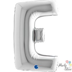 Фолиев балон буква „E“ 40 инча / 102 см – сребрист