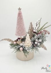 Коледна декорация - розова елха