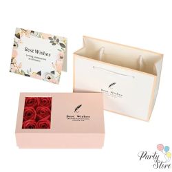 Елегантна кутия за бижута с 6 сапунени рози и подаръчна торбичка