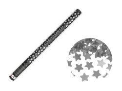 Конфети оръдие със звезди, сребърно, 80 см