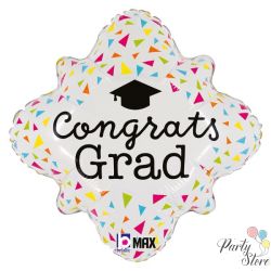 Фолиев балон „Congrats Grad“ (Честито завършване) с цветни конфети – 18" (45 см)