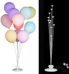 Елегантна метална стойка за 11 балона тип „Букет“ с основа сърце – 1 бр.