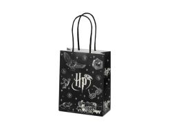 Хартиени подаръчни торбички Хари Потър, 12x15,5x6 см, черни (1 пкт. / 6 бр.)