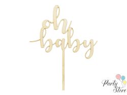Дървен топер Oh baby 17см