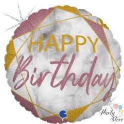 Фолиев балон Happy Birthday розово и златно 46 см