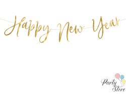 Банер Честита Нова Година златен 66х18см