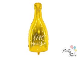 Фолиев балон Бутилка - Честита Нова Година 32x82см златисто