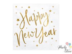 Салфетки Честита Нова Година бели 33x33см (1 пкт. / 20 бр.)