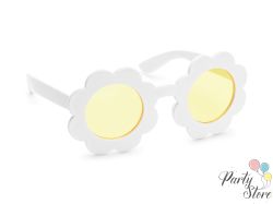  Слънчеви очила Daisy/ Маргаритка в бял цвят със жълти стъкла