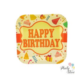 Xартиена чиния Happy birthday 9" (1 пкт. / 8 бр.)