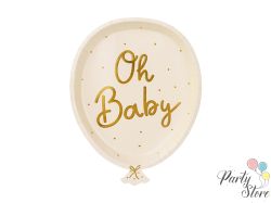 Хартиени чинии с формата на балон с надпис "Oh baby"  (1 пакет / 6 бр.) 