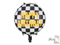 Фолиев балон Карирано знаме Happy Birthday, 45 см, микс