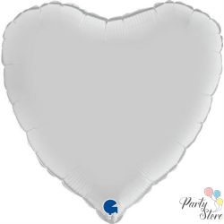 Балон Сърце бял сатен