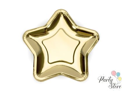 Хартиени чинийки Звезда, златни, 23см (1 пкт. / 6 бр.)