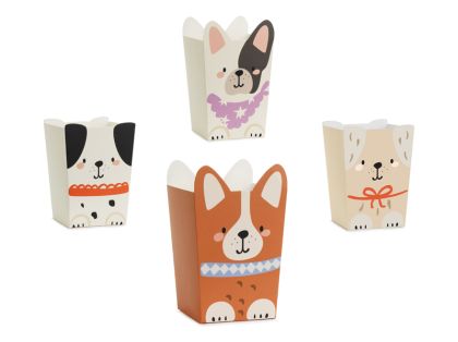 Кутии за пуканки "Кучета", 8,7x8,7 см, микс (1 пкт. / 6 бр.)