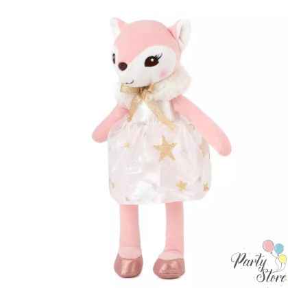 Плюшена лисичка с рокля „Shiny“ – луксозен подарък за момиченце, 28 см