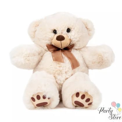 Голямо плюшено мече с кафява панделка – класически подарък за любим човек, 50 см