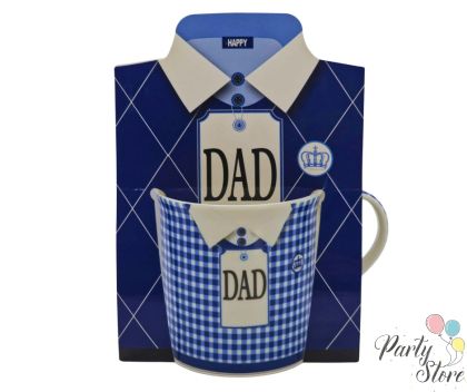 Чаша „DAD“ с тъмносин дизайн и подаръчна кутия | Подарък за баща