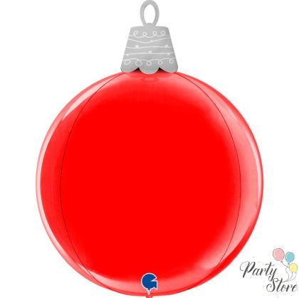 Фолиев балон „Коледна топка 4D“ – червена, 21 инча / 53 см