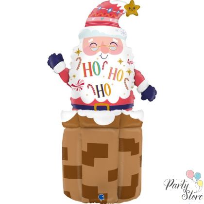 Фолиев балон „Дядо Коледа в комин“ 28 инча / 71 см