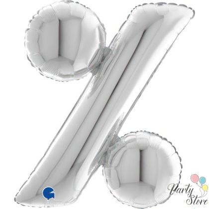 Фолиев балон „Процент %“ 40 инча / 101 см – сребрист