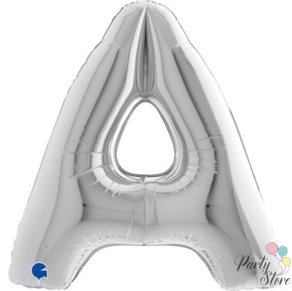 Фолиев балон буква „A“ 40 инча / 101 см – сребрист