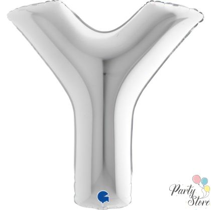 Фолиев балон буква „Y“ 40 инча / 102 см – сребрист