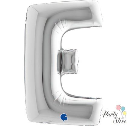 Фолиев балон буква „E“ 40 инча / 102 см – сребрист