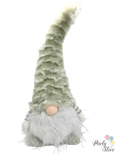 Светещ коледен гном с мъхеста шапка – 39 см