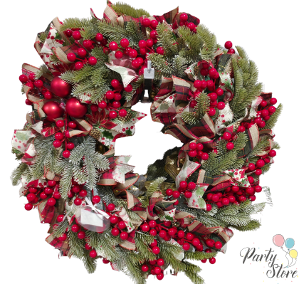 Червен коледен венец