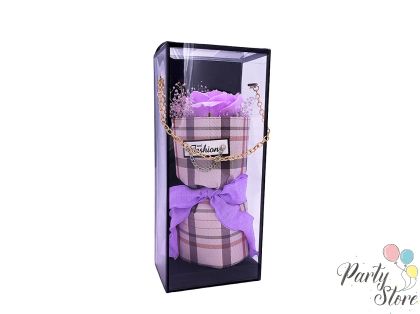 Букет в кутия със сапунена роза  Fashion , 21см x10см, Lavender