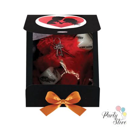 Kомплект "Арестуван за кражба на моето сърце!" с белезници, зарчета и перца