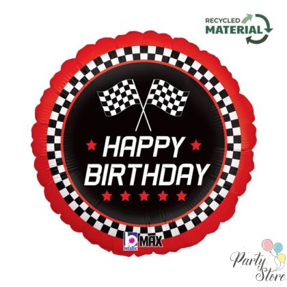 Балон „Happy Birthday с кариран флаг“ 18′-1бр. в оп.