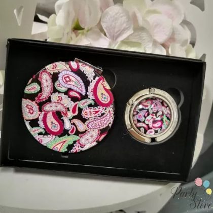 Дамски Подаръчен Комплект Огледалце и Закачалка за Чанта