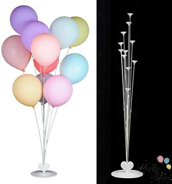 Елегантна метална стойка за 11 балона тип „Букет“ с основа сърце – 1 бр.