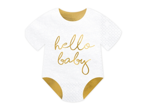 Салфетки Бебешки гащеризон - Hello Baby бял 16x16см (1 пкт. / 20 бр.)