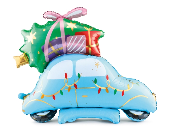 Стоящ фолиев балон Christmas Car 102x107 см микс