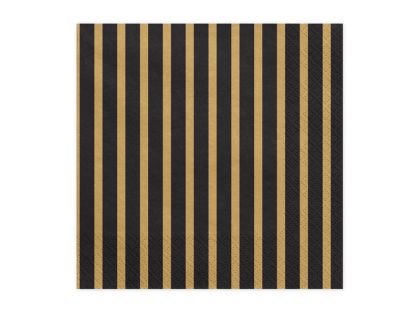 Салфетки Stripes, 33x33см, златни (1 пкт. / 20 бр.)