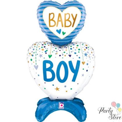 Фолиев балон „Сърца с основа Baby Boy“, 28 инча (71 см)