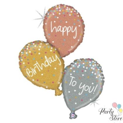 Фолиев балон „Happy Birthday To You“ – Конфетен ефект – 32" / 81 см