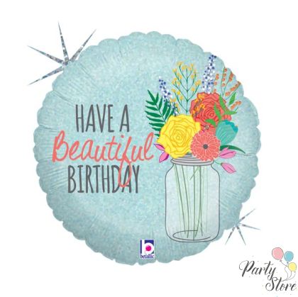 Балон „Beautiful Birthday“ 18′ 35 см