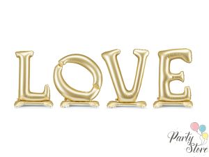 Стоящ фолиев балон 'LOVE', 350x114 см, златен