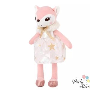 Плюшена лисичка с рокля „Shiny“ – луксозен подарък за момиченце, 28 см