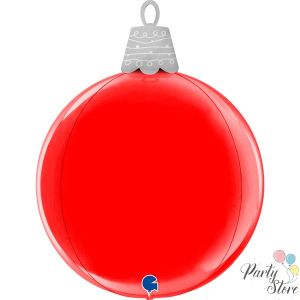 Фолиев балон „Коледна топка 4D“ – червена, 21 инча / 53 см