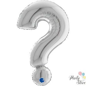 Фолиев балон „Въпросителен знак ?“ 40 инча / 102 см – сребрист