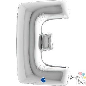 Фолиев балон буква „E“ 40 инча / 102 см – сребрист