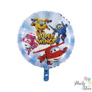Балон „Super Wings“ – 18'', кръгъл, с клапа, двустранен печат